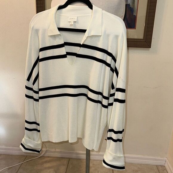 NWT Cyrus White/Black Striped Top Size XL - Picture 2 of 8